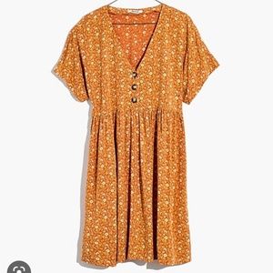 Madewell button front babydoll dress in floral